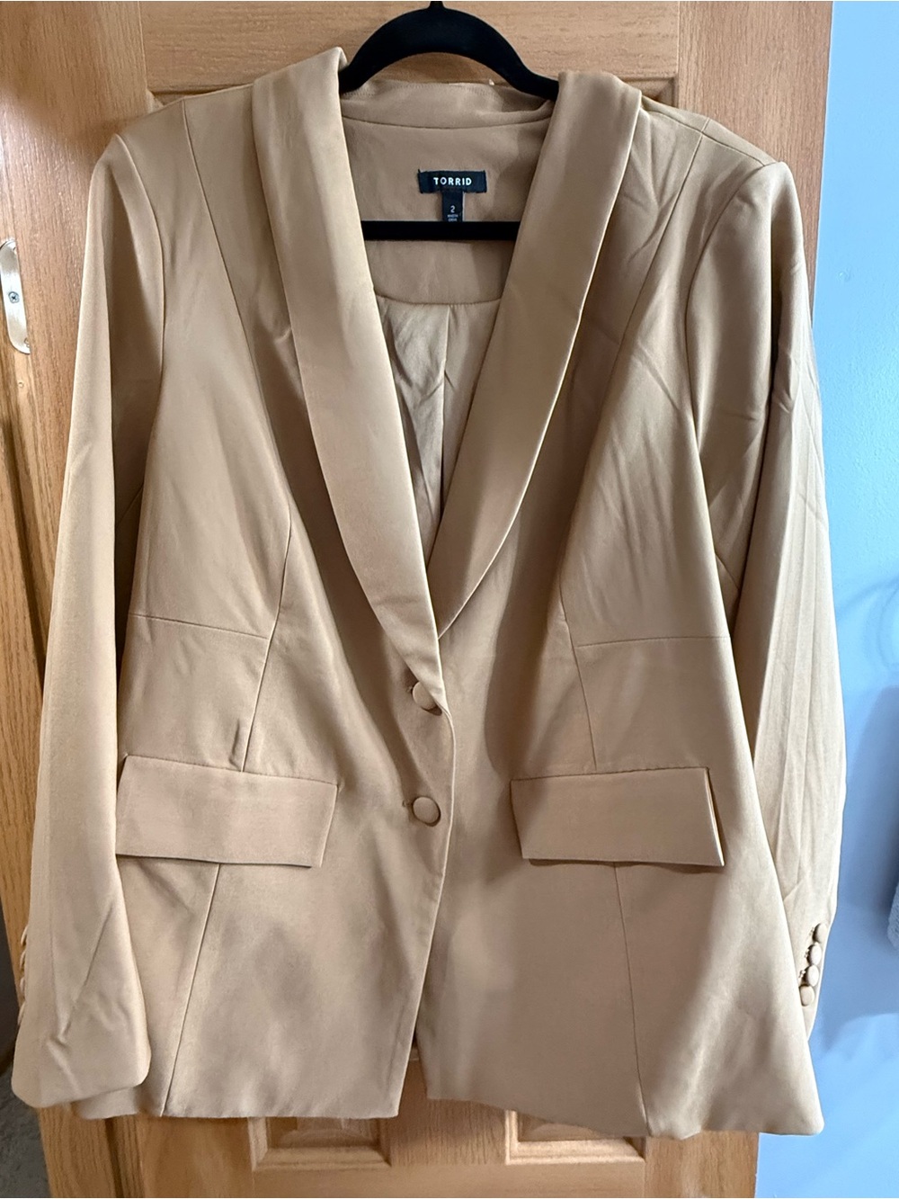Torrid Studio Refined Crepe Classic Refined Longline Camel/Tan Blazer